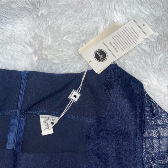 NWT Missmay Retro Gorgeous City Stretchy Navy Blue Lace Bodycon Dress sz medium - Picture 7 of 13